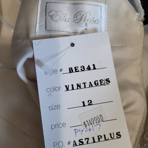 NWT~$1499~ELLA ROSA~SZ 10~IVORY EMBELLISHED LACE TEA LENGTH WEDDING DRESS GOWN - Picture 15 of 16